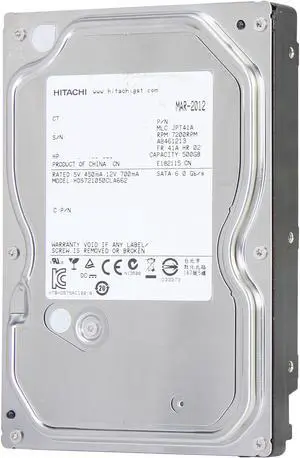 Hitach Deskstar 7K1000.C HDS721050CLA662 500GB 7200 RPM 16MB Cache SATA 6.0Gb/s 3.5" Internal Hard Drive Bare Drive