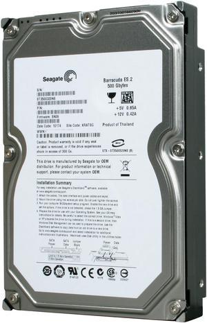 Seagate BarraCuda ES.2 ST3500320NS 500GB 7200 RPM 32MB Cache SATA 3.0Gb/s 3.5" Internal Hard Drive Bare Drive