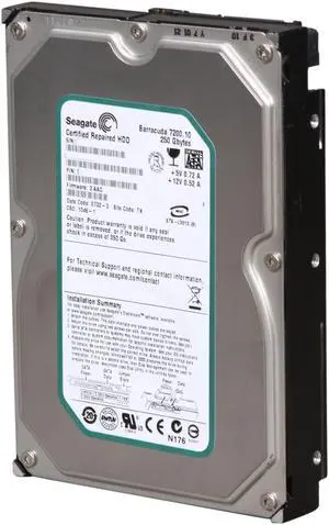 Seagate BarraCuda 7200.10 ST3250820AS 250GB 7200 RPM 8MB Cache SATA 3.0Gb/s 3.5" Hard Drive (Perpendicular Recording) Bare Drive