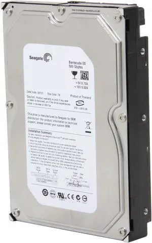 Seagate BarraCuda ES ST3500630NS 500GB 7200 RPM 16MB Cache SATA 3.0Gb/s 3.5" Hard Drive Bare Drive