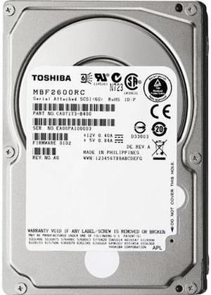 TOSHIBA MBF2600RC 600GB 10000 RPM 16MB Cache SAS 6Gb/s 2.5" Enterprise Hard Drive Bare Drive