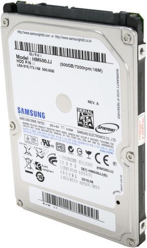 SAMSUNG Spinpoint MP4 HM500JJ 500GB 7200 RPM 16MB Cache SATA 3.0Gb/s 2.5" Internal Notebook Hard Drive Bare Drive