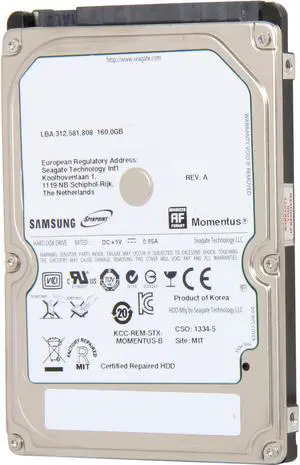 Seagate Momentus ST160LM003 160GB 5400 RPM 8MB Cache SATA 3.0Gb/s Internal Notebook Hard Drive
