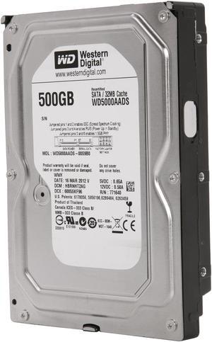 WD WD Green WD5000AADS-FR 500GB IntelliPower 32MB Cache SATA 3.0Gb/s 3.5" Hard Drive Bare Drive