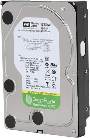 WD WD7500AVVS-FR 750GB 5400 RPM 8MB Cache SATA 3.0Gb/s 3.5" Internal Hard Drive Bare Drive