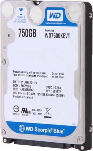 WD Scorpio Blue WD7500KEVT 750GB 5200 RPM 8MB Cache SATA 3.0Gb/s 2.5" Internal Notebook Hard Drive Bare Drive