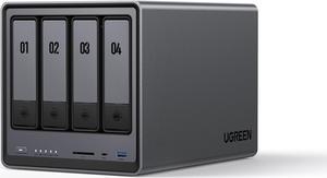 UGREEN NASync DXP4800, 4-Bay NAS with Intel®  N100 Quad-Core CPU (Up to 3.4GHz) 8GB DDR5, 2x M.2 PCIe Slots, 2.5GbE Port, SD Card Reader (Diskless)
