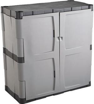 Double-Door Storage Cabinet - Base, 36w x 18d x 36h, Gray/Black