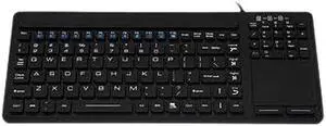 SolidTek KB-IKB-107 Black USB Wired Silicone Waterproof Keyboard with Touchpad