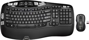 Logitech MK550 Wireless Wave Keyboard and Mouse Combo  Includes Keyboard and Mouse Long Battery Life Ergonomic Wave Design Black