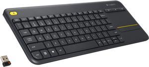Logitech K400 Plus Wireless Touch TV Keyboard With Easy Media Control and Builtin Touchpad HTPC Keyboard for PCconnected TV Windows Android Chrome OS Laptop Tablet  Black