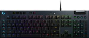 Logitech G815 LIGHTSYNC RGB Mechanical Gaming Keyboard with Low Profile GL Clicky key switch, 5 programmable G-keys, USB Passthrough, dedicated media control - Clicky – Black