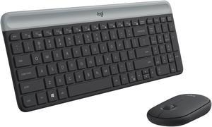 Logitech MK470 Slim Wireless Keyboard and Mouse Combo  Modern Compact Layout Ultra Quiet 24 GHz USB Receiver Plug n Play Connectivity Compatible with Windows Graphite