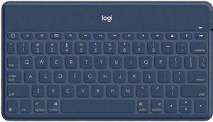 Logitech KEYSTOGO Classic Blue Ultralight UltraPortable Bluetooth Keyboard for iPhone iPad Apple TV and Mac