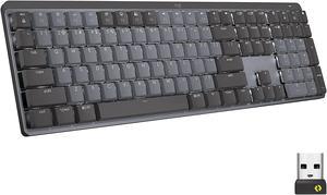 Logitech MX Mechanical Wireless Illuminated Performance Keyboard Tactile Quiet Switches Backlit Keys Bluetooth USBC macOS Windows Linux iOS Android Graphite