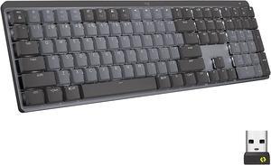 Logitech MX Mechanical Wireless Illuminated Performance Keyboard Clicky Switches Backlit Keys Bluetooth USBC macOS Windows Linux iOS Android Graphite