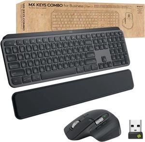 Logitech MX Keys Combo for Business  Gen 2 Full Size Wireless Keyboard and Wireless Mouse with Keyboard Palm Rest Bluetooth Logi Bolt Quiet Clicks WindowsMacChromeLinux  Graphite