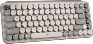 Logitech POP Keys Mechanical Wireless Keyboard with Customizable Emoji Keys, Durable Compact Design, Bluetooth or USB Connectivity, Multi-Device, OS Compatible - Mist