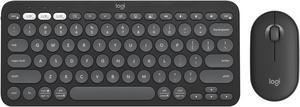 Logitech Pebble 2 Combo Wireless Quiet Keyboard and Mouse Customisable Logi Bolt Bluetooth EasySwitch for Windows macOS iPadOS Chrome  Tonal Graphite