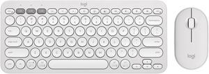 Logitech Pebble 2 Combo Wireless Quiet Keyboard and Mouse Customisable Logi Bolt Bluetooth EasySwitch for Windows macOS iPadOS Chrome  Tonal White
