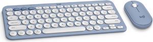 Logitech Pebble 2 Combo for Mac, Wireless Keyboard and Mouse, Slim, Quiet and Portable, Customizable, Bluetooth Mouse and Keyboard, Easy-Switch, for macOS, iPadOS - Tonal Blue