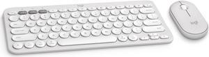 Logitech Pebble 2 Combo for Mac, Wireless Keyboard and Mouse, Slim, Quiet and Portable, Customizable, Bluetooth Mouse and Keyboard, Easy-Switch, for macOS, iPadOS - Tonal White