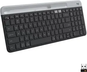 Logitech K585 Slim Wireless Keyboard, Bluetooth & 2.4GHz USB Receiver, Easy-Switch for Up to 3 Devices, Built-in Device Cradle, Quiet Scissor-Switch Keys, Numeric Keypad for Home Office, Graphite Logitech K585 Slim Wireless Keyboard, Bluetooth & 2.4GHz USB Receiver, Easy-Switch for Up to 3 Devices, Built-in Device Cradle, Quiet Scissor-Switch Keys, Numeric Keypad for Home Office, Graphite