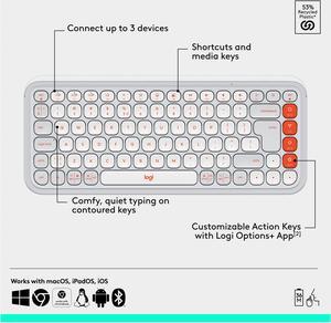 Logitech POP ICON COMBO, Bluetooth keyboard and mouse combo, comfortable typing, programmable keys and buttons, quiet clicks, Easy-Switch up to 3 devices