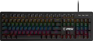 MSI FORGE GK300 Gaming Keyboard, Clicky Blue Mechanical Switches, 9-Mode RGB, Ergonomic Keycaps, Black