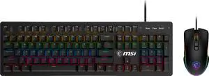 MSI FORGE GK300 COMBO - BLUE SWITCHES Gaming Keyboard & Gaming Mouse, Anti-Ghosting, Ergonomic Keycaps, 9-Mode RGB, up to 7,200 DPI, Black