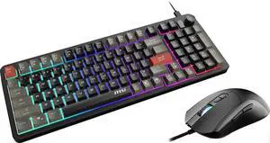 MSI Forge GK110 & GM320 Combo - Gaming Keyboard & Mouse Set, Membrane Switches, 1.5m USB-A to C (detachable), Adjustable 12.8K DPI, RGB