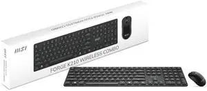 MSI Forge K210 Wireless Keyboard & Mouse Combo - Low Profile, Tactile, up to 120 Hours Battery(Keyboard) & 30 Hours(mouse) - Black