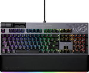 ASUS ROG Strix Flare II Animate 100% RGB Gaming Keyboard - Hot-swappable, ROG NX Blue Linear Switches, Customizable LED Display, PBT Keycaps, Acoustic Dampening Foam, Media Controls, Wrist Rest
