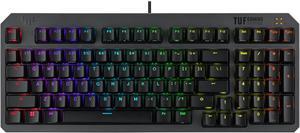 ASUS TUF Gaming K3 Gen II keyboard - compact 97-key layout, optical-mechanical RGB switches, detachable top plate, and Aura Sync