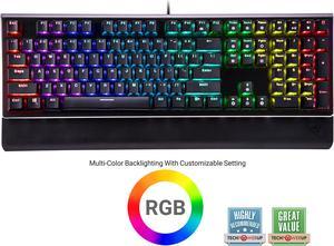 Rosewill NEON K85 RGB Wired Mechanical Gaming Keyboard Kailh Blue Switches 10 RGB LED Backlight Effects with Additional Luminescence 104 Keys NKRO AntiGhosting Multimedia Control Keys