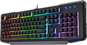 Rosewill NEON K42 Wired Membrane Mechanical Gaming Keyboard, Hybrid Mem-chanical Switches, 8 RGB LED Backlight Effects, 104 Keys, 26-Key Anti-Ghosting, 6 Multimedia Hotkeys