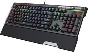 Rosewill Blitz K50 RGB BR Wired Gaming Tactile Mechanical Keyboard Outemu Brown Switches 14 RGB LED Backlight Effects NKRO AntiGhosting 6 Macro Keys Dedicated Media Controls USB Passthrough