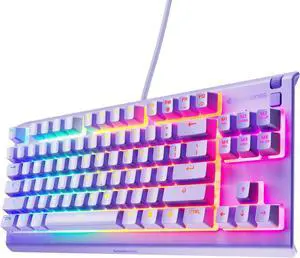 SteelSeries Apex 3 TKL Aqua RGB Gaming Keyboard - Tenkeyless Compact Form Factor, 8-Zone RGB Illumination, Water and Dust Resistant, Whisper-Quiet Gaming Switch - Lavender