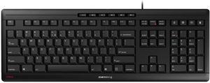 Cherry Stream Keyboard Wired USB SX Scissors Mechanism QWERTY Whisper-Quiet Silent Keystroke for Home Office, Work or Personal Computer. Black