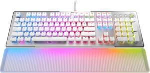 Roccat Vulcan II Max Full-size Wired Keyboard with Optical Titan Switch, RGB Lighting, Aluminum Top Plate and Palm Rest - White  ROC-12-023