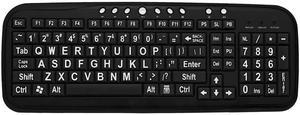 Ergoguys CD-1039 Black USB Wired Ergonomic Ezsee Low Vision Keyboard Large White Print Black Keys