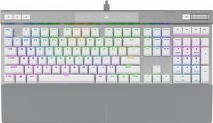 CORSAIR K70 PRO RGB Optical-Mechanical Gaming Keyboard, Backlit RGB LED, CORSAIR OPX, PBT Keycaps (CH-910951A-NA), White