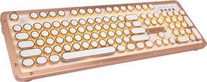 Retro Classic Mechanical Keyboard, White Leather with Copper ZA Trim, Orange LED