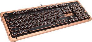 Retro Classic Mechanical Keyboard, Black Leather with Copper ZA Trim, White LED