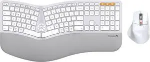 ProtoArc Full Size Wireless Bluetooth Ergo Keyboard Mouse Combo - Split Design, Wrist Rest, Multi-Device, Rechargeable, for Windows/Mac OS, EKM01 PLUS - Silver ProtoArc Full Size Wireless Bluetooth Ergo Keyboard Mouse Combo - Split Design, Wrist Rest, Multi-Device, Rechargeable, for Windows/Mac OS, EKM01 PLUS - Silver