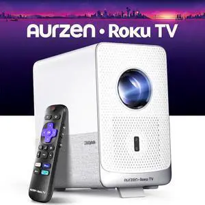 Aurzen Roku TV Smart Projector with Wifi and Bluetooth, D1R Cube Roku Streaming Experience Built-in, Sealed Optical Engine, 1080P FHD, DoIby Audio, Portable Mini Projector for Home/Outdoor Movies Aurzen Roku TV Smart Projector with Wifi and Bluetooth, D1R Cube Roku Streaming Experience Built-in, Sealed Optical Engine, 1080P FHD, DoIby Audio, Portable Mini Projector for Home/Outdoor Movies