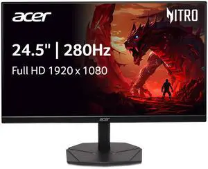 Acer Nitro KG251Q Z1biip 24.5" Gaming Full HD (1920 x 1080) Gaming Monitor with AMD FreeSync PremiumTechnology, Up to 280Hz Refresh Rate, 1ms (VRB), HDR 10, VESA mounting compliant (100 x 100mm)
