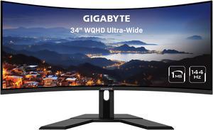 GIGABYTE 34 144Hz 2K Curved Gaming Monitor 1ms FreeSync Premium UWQHD 3440 x 1440 VA 1500R Display MPRT 90 DCIP3 VESA Display HDR400 2x DisplayPort 14 2x HDMI 20 G34WQC ASA