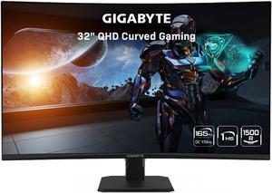  GIGABYTE GS32QC 31.5" 165Hz 1440P Curved Gaming Monitor, 2560x1440 VA 1500R Display, 1ms (MPRT) Response Time, HDR Ready, 1x Display Port 1.4, 2x HDMI 2.0