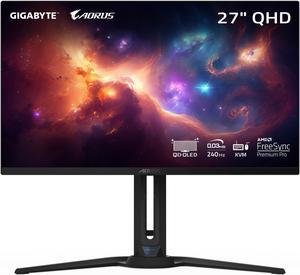 GIGABYTE - AORUS FO27Q2 (SA) - 27" QD-OLED Gaming Monitor - QHD 2560x1440 - 240Hz - 0.03ms GTG - AMD FreeSync Premium Pro - Type C KVM - HDMI, DP, Type C - Height Adjustable - Black